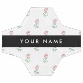 赤いバラ、バラのパターン、あなたの名前 サッカーボール (フラット)