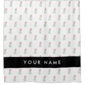 赤いバラ、バラのパターン、あなたの名前 シャワーカーテン (正面)