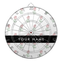 赤いバラ、バラのパターン、あなたの名前 ダーツボード