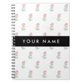 赤いバラ、バラのパターン、あなたの名前 ノートブック (正面)