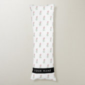 赤いバラ、バラのパターン、あなたの名前 ボディピロー (正面縦)