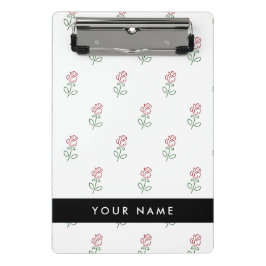 赤いバラ、バラのパターン、あなたの名前 ミニクリップボード