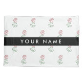 赤いバラ、バラのパターン、あなたの名前 枕カバー (裏面)