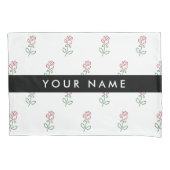 赤いバラ、バラのパターン、あなたの名前 枕カバー (正面)