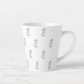 赤いバラ、バラのパターン、花 カフェラテマグ (右)