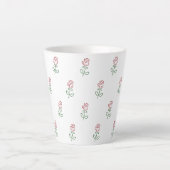 赤いバラ、バラのパターン、花 カフェラテマグ (正面)