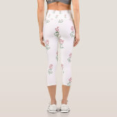 赤いバラ、バラのパターン、花 カプリレギンス (裏面)