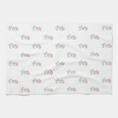 赤いバラ、バラのパターン、花 キッチンタオル (横)