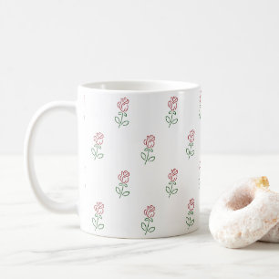赤いバラ、バラのパターン、花 コーヒーマグカップ
