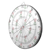 赤いバラ、バラのパターン、花 ダーツボード (正面右)