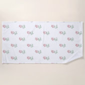 赤いバラ、バラのパターン、花 ビーチタオル (正面)