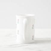 赤いバラ、バラのパターン、花 ボーンチャイナマグカップ (裏面)