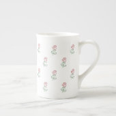 赤いバラ、バラのパターン、花 ボーンチャイナマグカップ (右)
