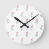 赤いバラ、バラのパターン、花 ラウンド壁時計 (正面)