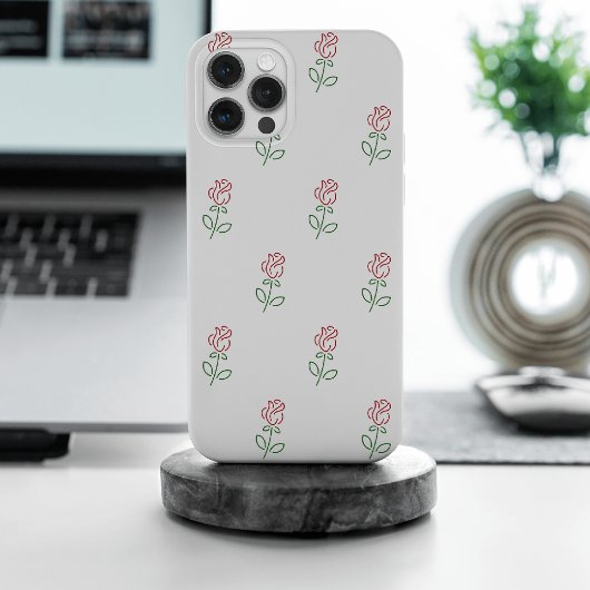 赤いバラ、バラのパターン、花 Case-Mate iPhoneケース