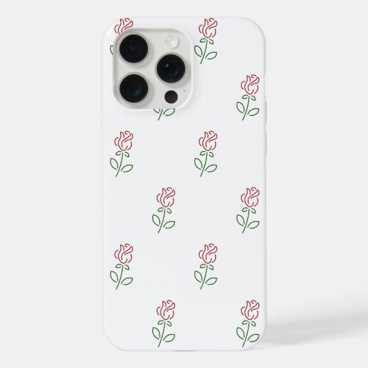 赤いバラ、バラのパターン、花 iPhoneケース (裏面)