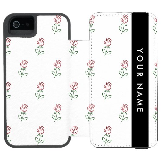 赤いバラ、バラの模様、あなたの名前 INCIPIO iPhoneウォレットケース (フォリオ Open)