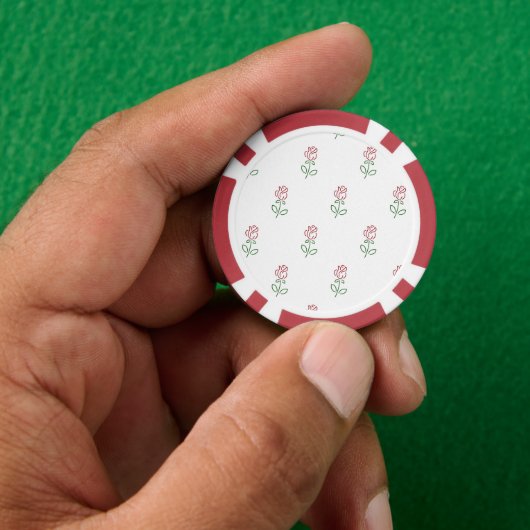 赤いバラ、バラの模様、花 ポーカーチップ (手)