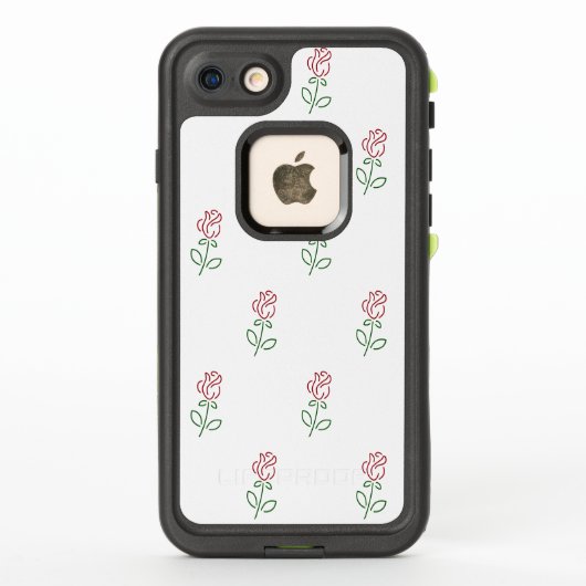 赤いバラ、バラの模様、花 LifeProof iPhoneケース (裏面)