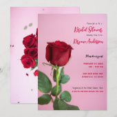 赤いバラ ピンク ロマンチック エレガント ブライダルシャワー 招待状 (正面/裏面)