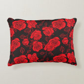 "赤いバラ"フローラアートパターンアクセント枕 アクセントクッション (正面)