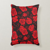 "赤いバラ"フローラアートパターンアクセント枕 アクセントクッション (正面(垂直))