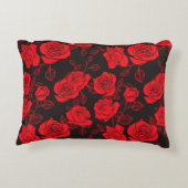 "赤いバラ"フローラアートパターンアクセント枕 アクセントクッション (裏面)