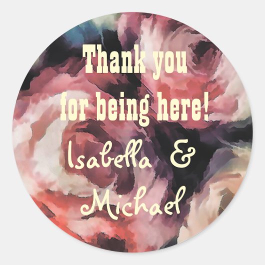 赤いバラ，フローラ,エレガントフローラ，レトロ ラウンドシール (正面)