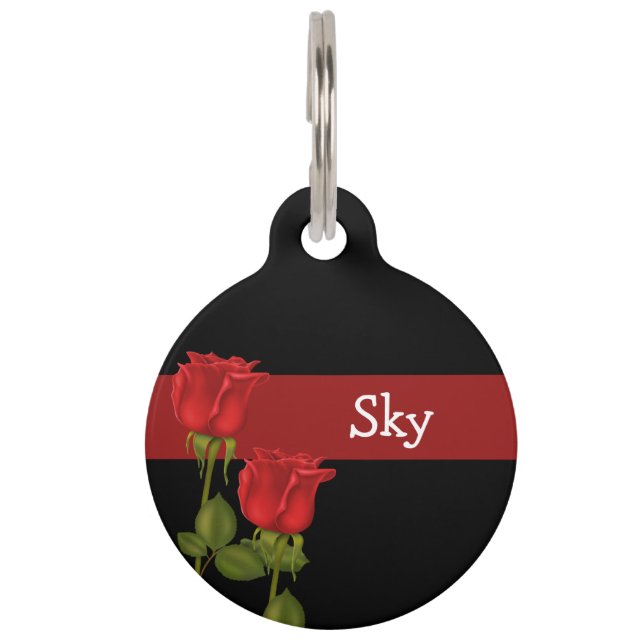 赤いバラ ペット　ネームタグ (正面)