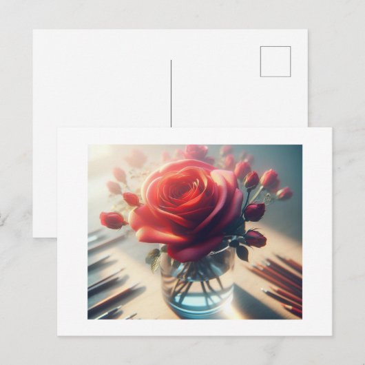 赤いバラ ポストカード (正面/裏面)
