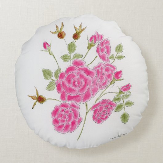 赤いバラ ラウンドクッション (裏面)