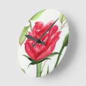 赤いバラ ラウンド壁時計 (傾斜)