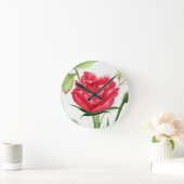 赤いバラ ラウンド壁時計 (ホーム)