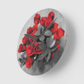 赤いバラ ラウンド壁時計 (傾斜)