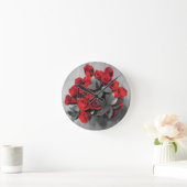赤いバラ ラウンド壁時計 (ホーム)