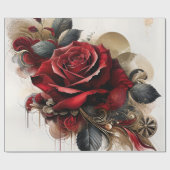 赤いバラ ラッピングペーパー (フラット)