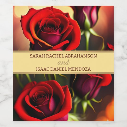 赤いバラ ワインラベル (シングルラベル)