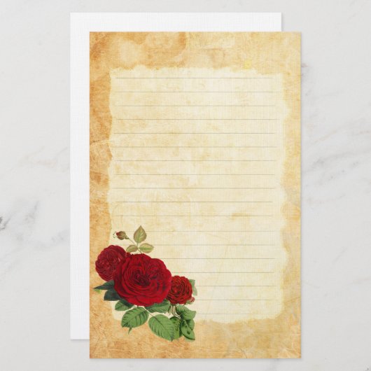 赤いバラ 便箋 (正面/裏面)