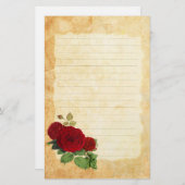 赤いバラ 便箋 (正面/裏面)