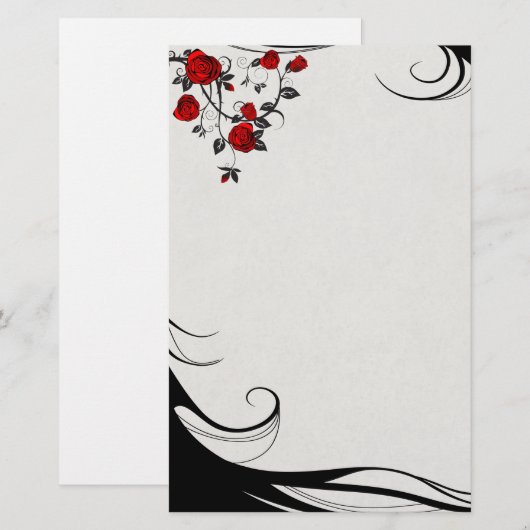 赤いバラ 便箋 (正面/裏面)