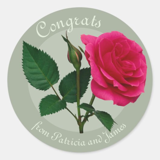 赤いバラ 合格おめでとう 試験 お祝い CC0883 ラウンドシール (正面)