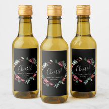 赤いバラ、応援ブラック結婚ズミニワインラベル