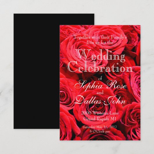 赤いバラ 招待状 (正面/裏面)