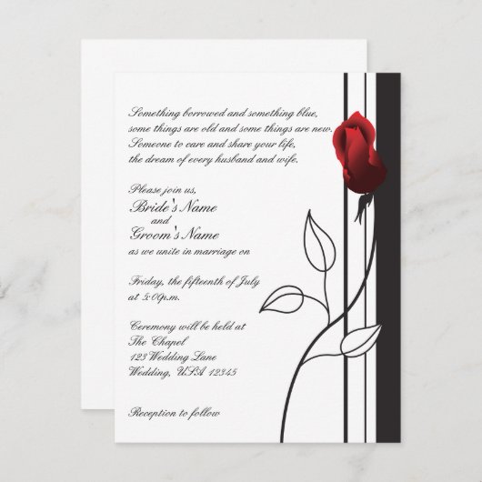 赤いバラ 招待状 (正面/裏面)