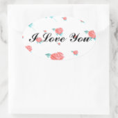 赤いバラ 楕円形シール (バッグ)