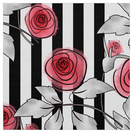 赤いバラ、水彩バラ ファブリック (見本)