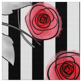 赤いバラ、水彩バラ ファブリック (クローズアップ)