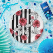 赤いバラ、水彩バラ ペーパープレート (パーティー)