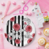 赤いバラ、水彩バラ ペーパープレート (パーティー)