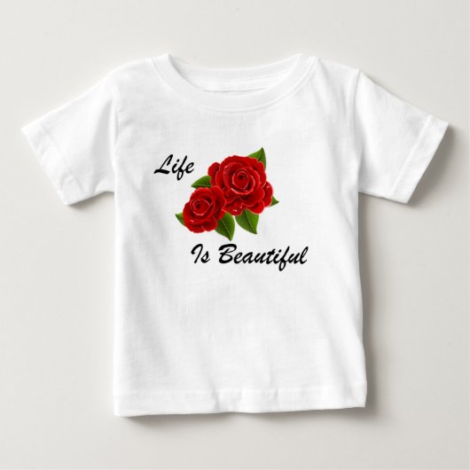 赤いバラ 白 ベビーTシャツ (正面)